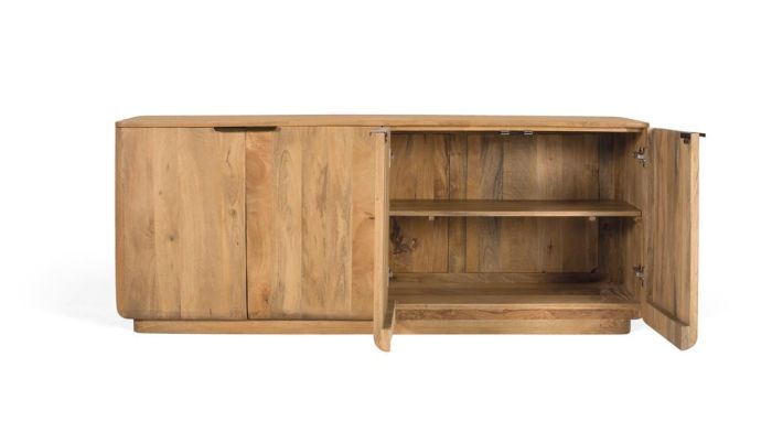 Aparador Madera Natural Recuperada 4 Puertas, 175 Cm