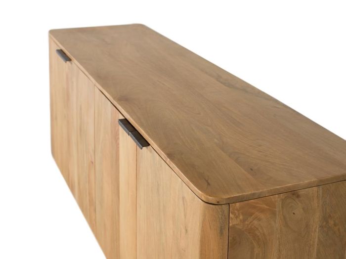 Aparador Madera Natural Recuperada 4 Puertas, 175 Cm