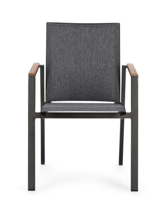 Silla Jardín con Brazos Textilene Gris Oscuro Aluminio Gris Antracita, 59 Cm