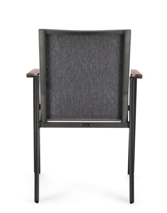 Silla Jardín con Brazos Textilene Gris Oscuro Aluminio Gris Antracita, 59 Cm