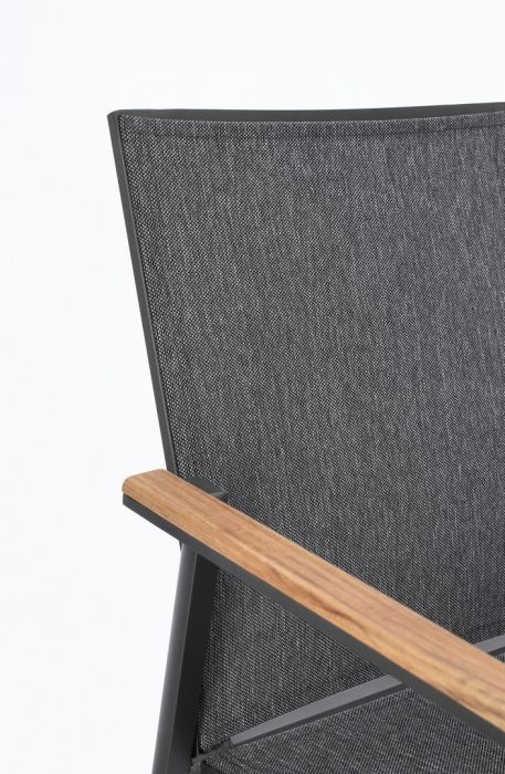 Silla Jardín con Brazos Textilene Gris Oscuro Aluminio Gris Antracita, 59 Cm
