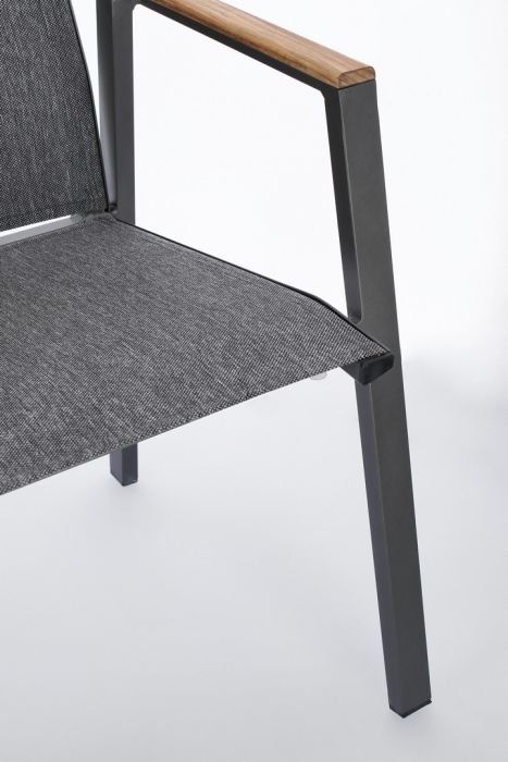 Silla Jardín con Brazos Textilene Gris Oscuro Aluminio Gris Antracita, 59 Cm