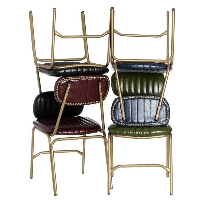 Silla Vintage Polipiel Negro Metal Dorado