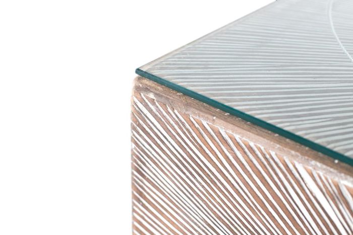 Mesa Centro Madera Blanco Decapado Marrón, 80 Cm
