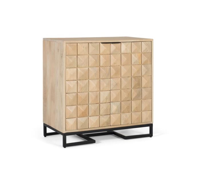 Aparador Madera Decorada Hierro Negro, 75 Cm