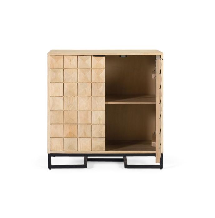 Aparador Madera Decorada Hierro Negro, 75 Cm