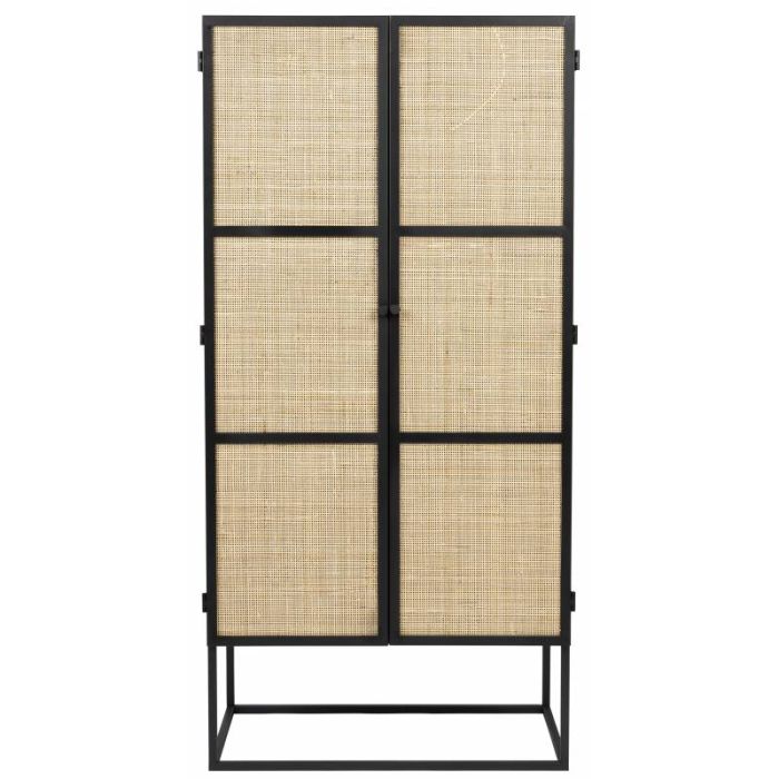 Armario Japonés Ratán Madera Metal Negro 