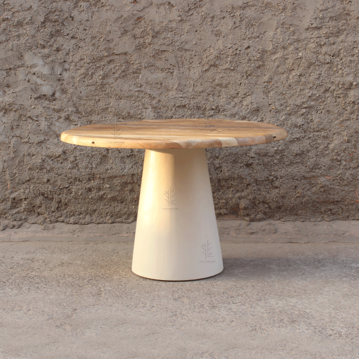 Mesa Comedor Redonda Ibiza Blanco Crema Natural