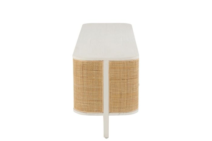 Mueble Televisión Molly Lacado Blanco Ratán Natural, 140 cm