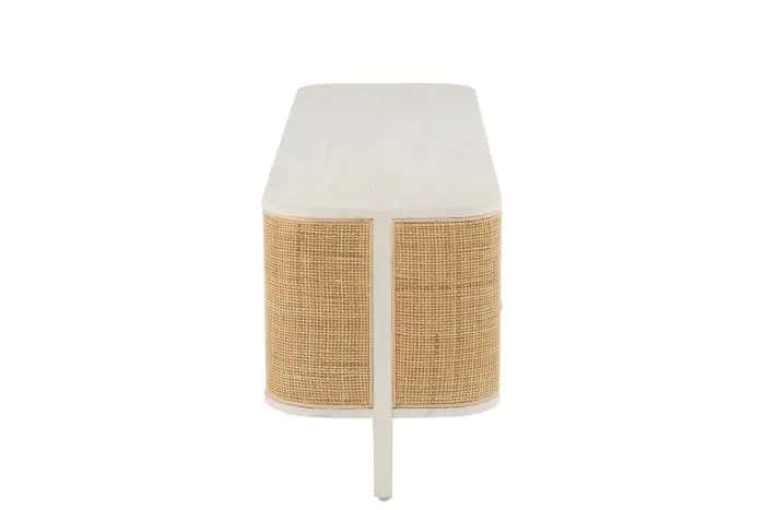 Mueble Televisión Molly Lacado Blanco Ratán Natural, 140 cm