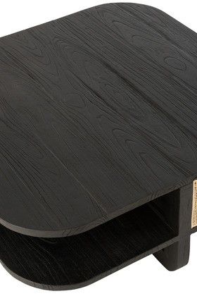 Mesa Centro Madera Negro Ratán Natural, 85 Cm