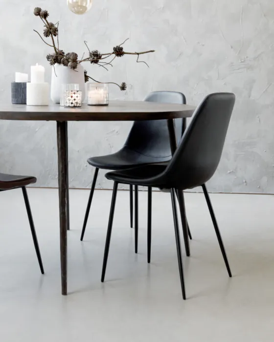 Silla Comedor Negro Símil Piel Acero, 53 Cm