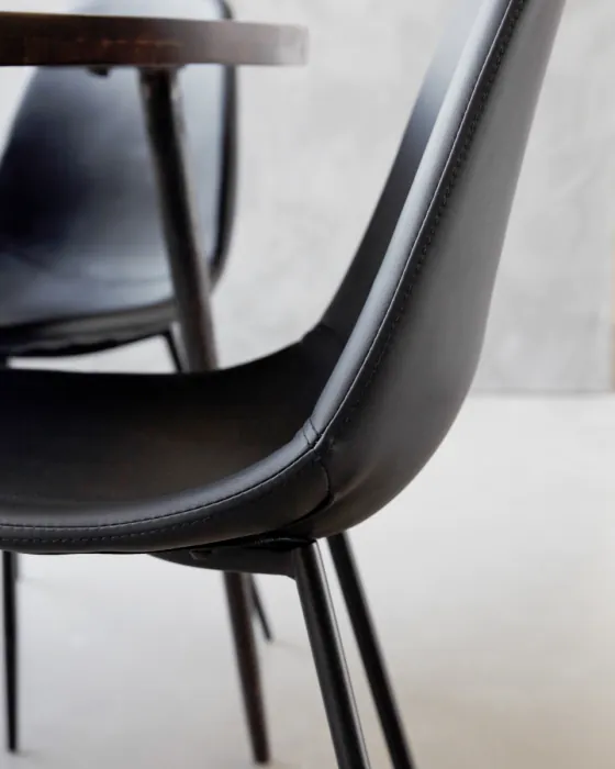 Silla Comedor Negro Símil Piel Acero, 53 Cm
