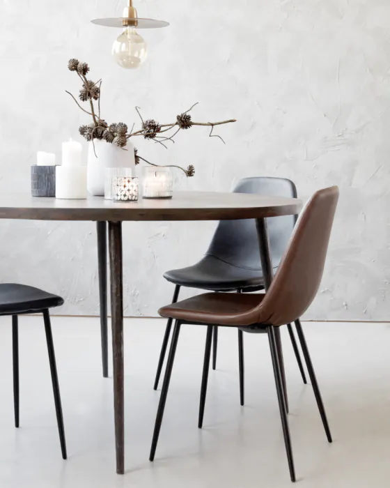 Silla Comedor Negro Símil Piel Acero, 53 Cm