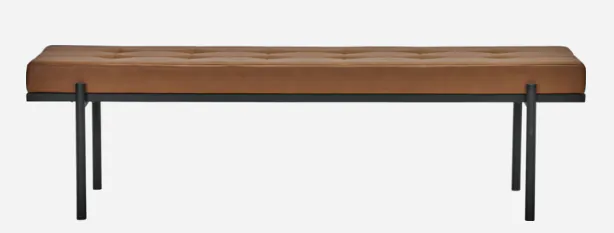 Banco Tejido Símil Piel Cognac Patas Acero Negro, 160 Cm