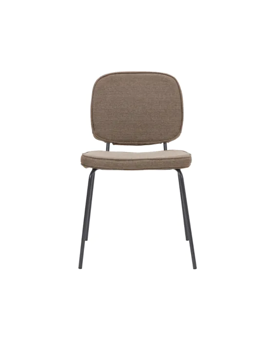Silla Comedor Tapizado Arena Oscuro Patas Acero Negro, 55 Cm