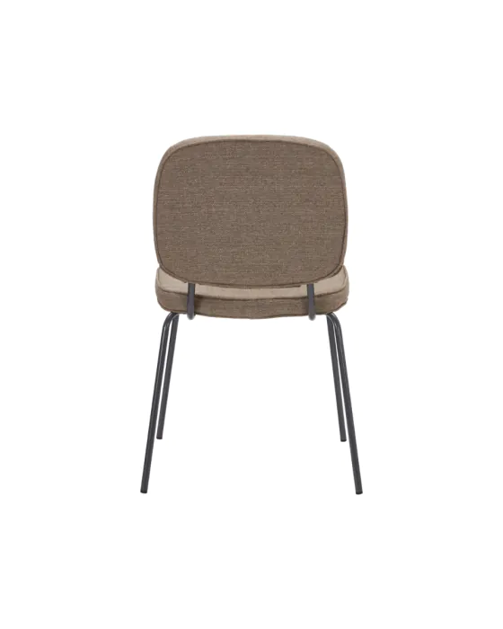 Silla Comedor Tapizado Arena Oscuro Patas Acero Negro, 55 Cm