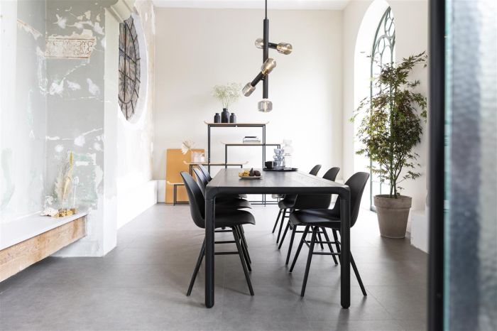 Mesa Comedor Negro Madera Fresno, 220 Cm