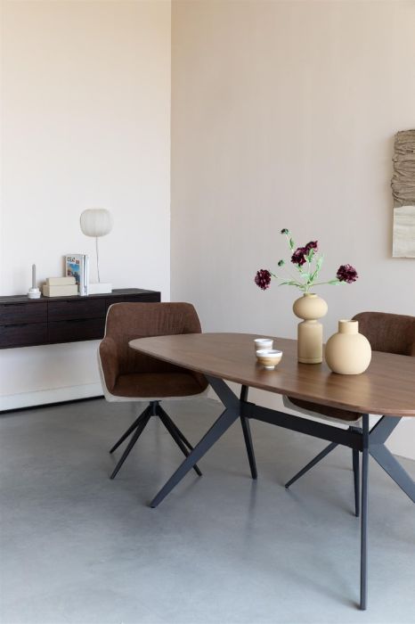 Mesa Comedor Ovalada Marrón Hierro, 180 Cm