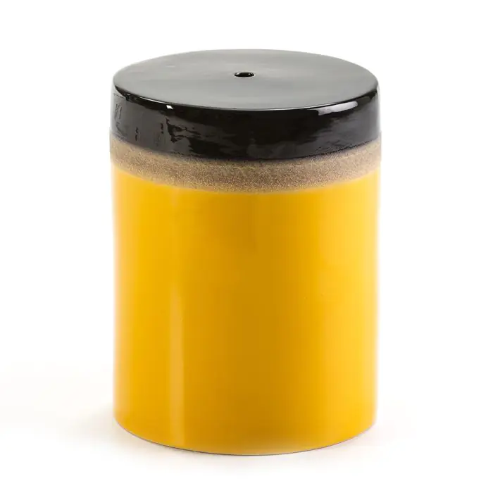 Taburete 33X33X43 Ceramica Amarillo / Negro