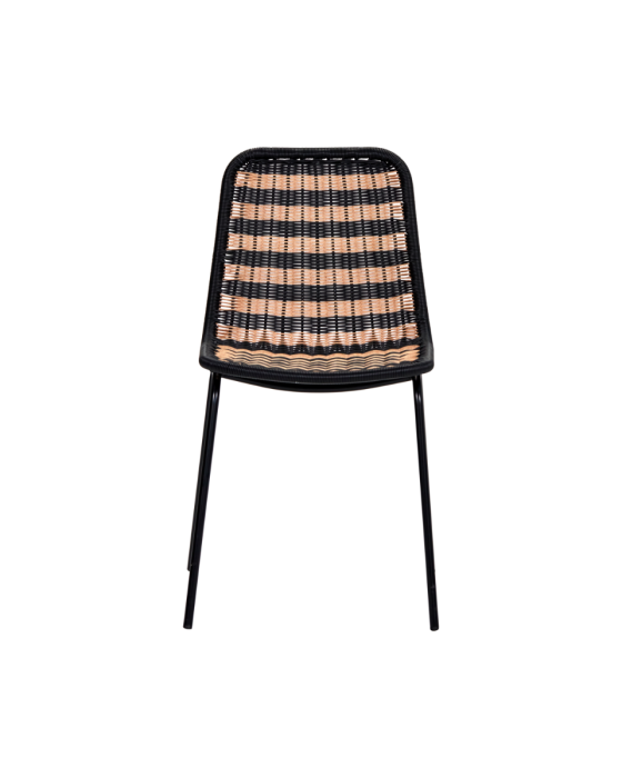 Silla Terraza Ratán Negro Natural Hierro, 57 Cm