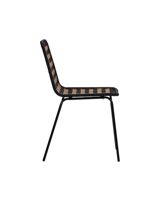 Silla Terraza Ratán Negro Natural Hierro, 57 Cm