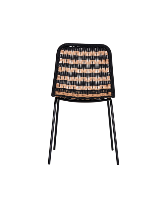 Silla Terraza Ratán Negro Natural Hierro, 57 Cm