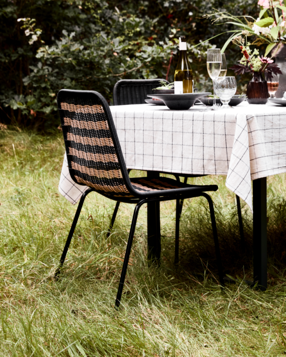 Silla Terraza Ratán Negro Natural Hierro, 57 Cm
