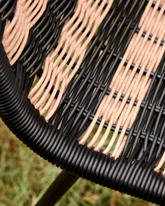 Silla Terraza Ratán Negro Natural Hierro, 57 Cm