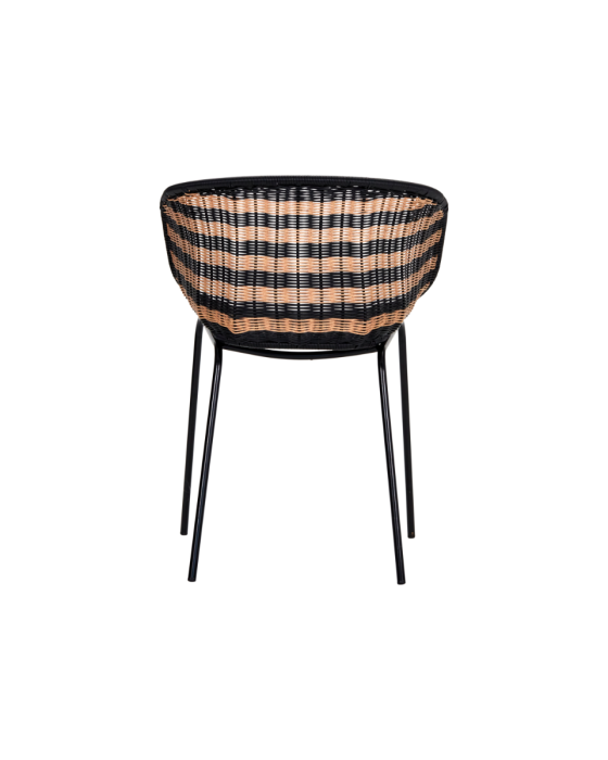 Silla Terraza Mimbre Polietileno Hierro Negro Natural, 57 Cm