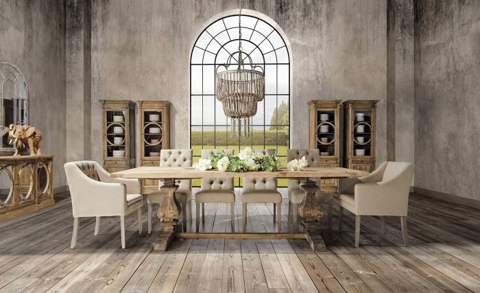Mesa comedor Pino Reciclado Marrón natural Rectangular, 200 Cm