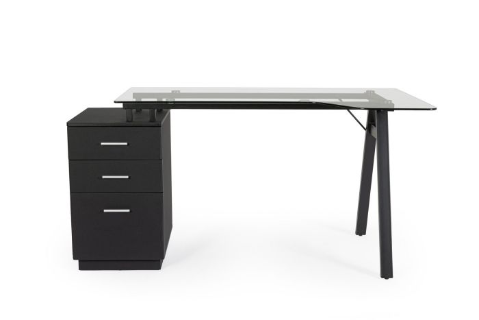 Mesa Escritorio Moderna Charlie Ángulo 3 Cajones Negro, 150'5 Cm