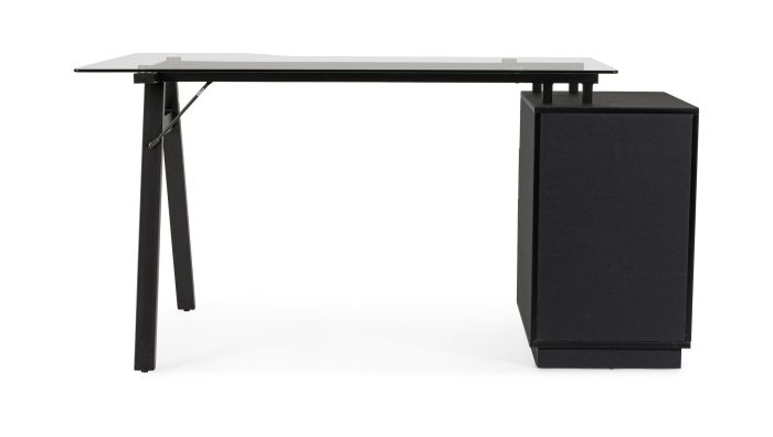 Mesa Escritorio 3 Cajones Vidrio Templado Acero Negro, 150'5 Cm