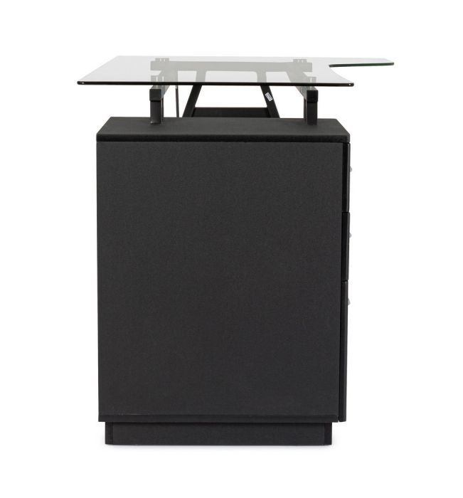 Mesa Escritorio 3 Cajones Vidrio Templado Acero Negro, 150'5 Cm