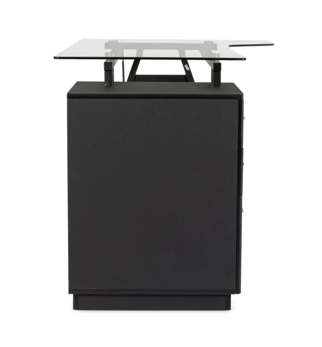 Mesa Escritorio 3 Cajones Vidrio Templado Acero Negro, 150'5 Cm
