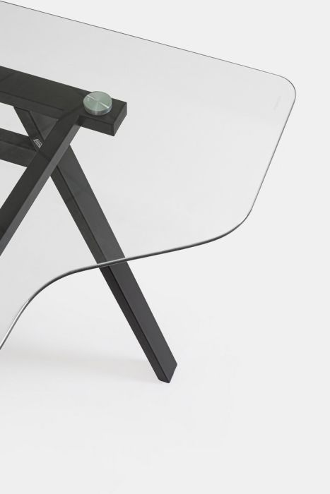 Mesa Escritorio 3 Cajones Vidrio Templado Acero Negro, 150'5 Cm