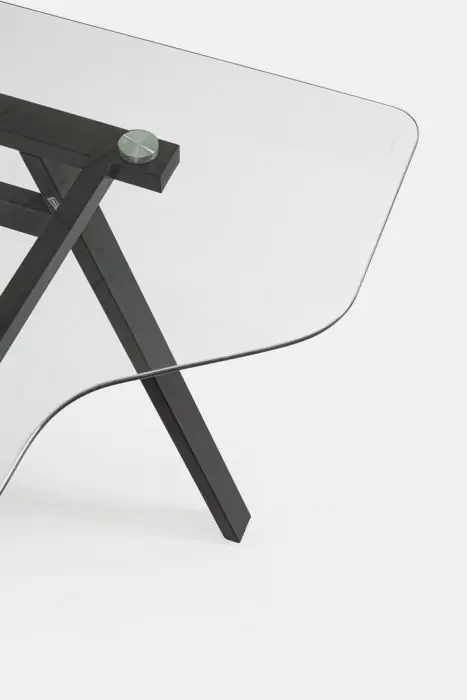 Mesa Escritorio 3 Cajones Vidrio Templado Acero Negro, 150'5 Cm