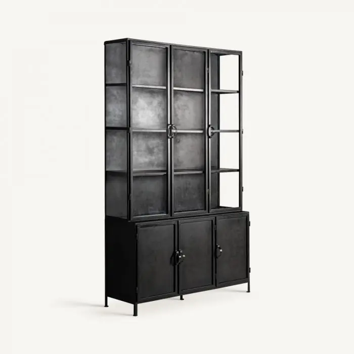 Vitrina Leven Cristal Hierro Negro, 142 Cm