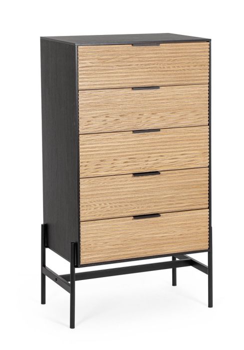 Sinfonier 5 Cajones Madera Fresno Negro Natural, 64 Cm