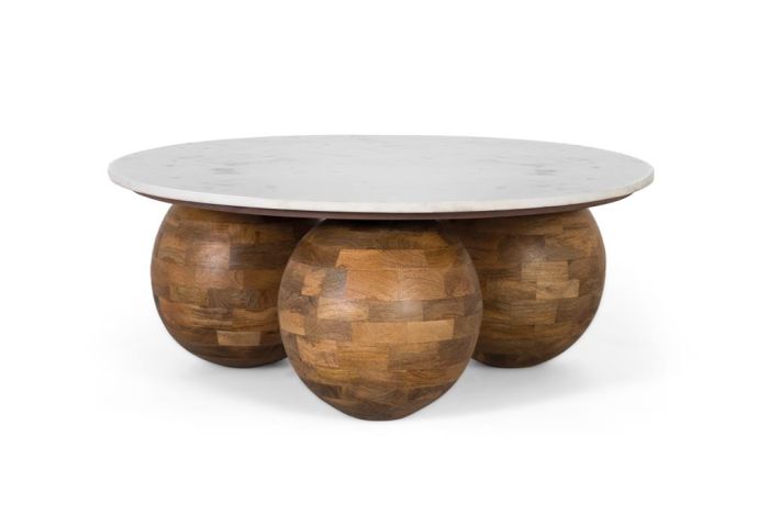 Mesa centro vintage mármol madera