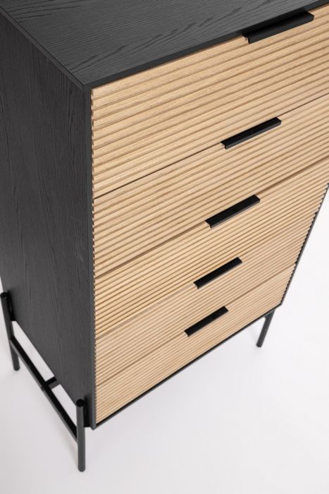 Sinfonier 5 Cajones Madera Fresno Negro Natural, 64 Cm
