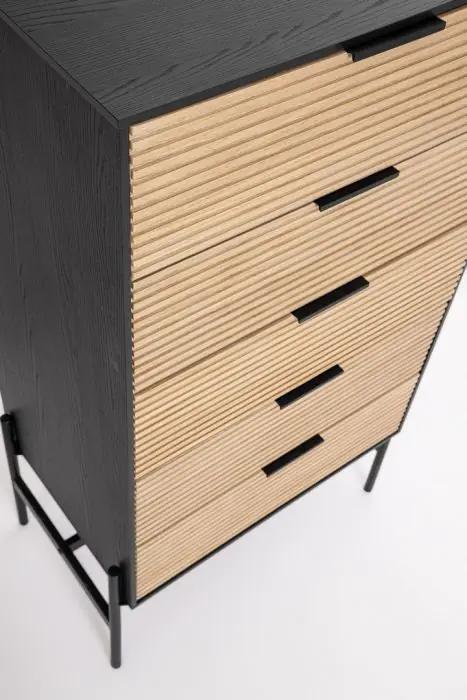 Sinfonier 5 Cajones Madera Fresno Negro Natural, 64 Cm