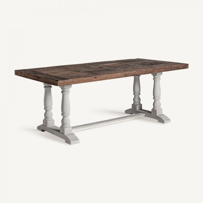 Mesa Comedor Cirella Madera Olmo Reciclado Blanco Natural, 200 Cm