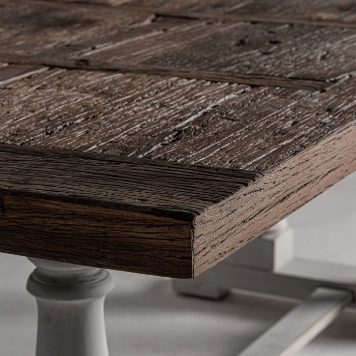 Mesa Comedor Madera Olmo Reciclado Blanco Natural, 200 Cm