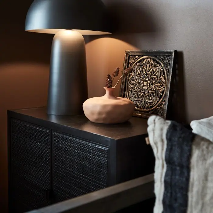Armario Ratán Madera Pino Negro, 80 Cm
