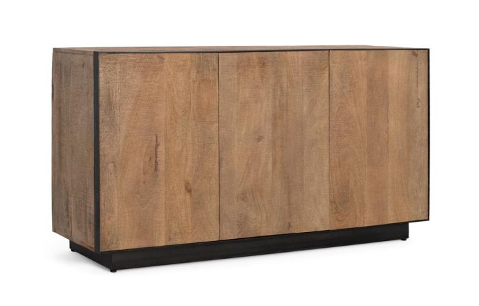 Aparador Ronak Madera natural negro 3 puertas