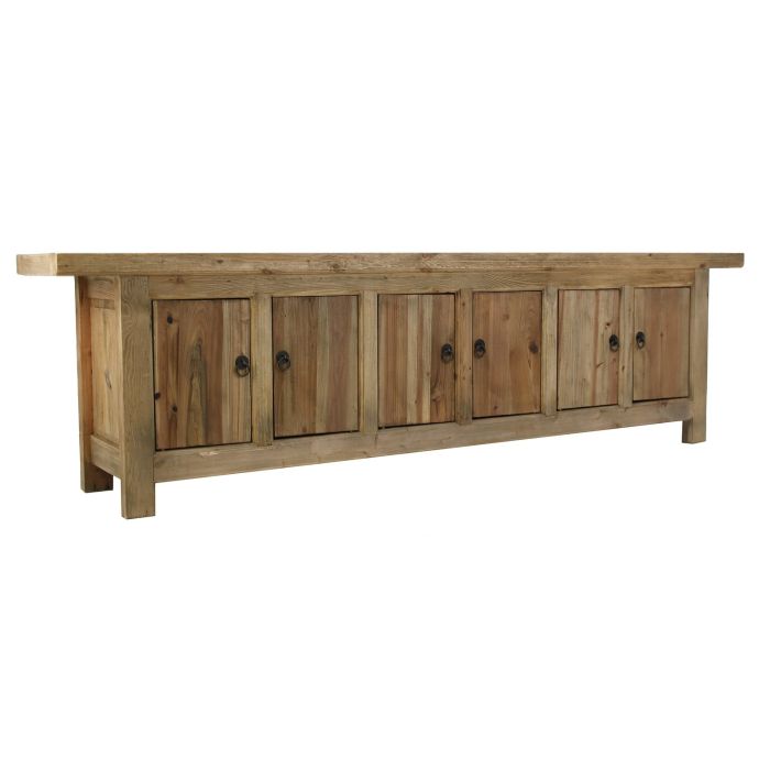 Mueble TV Ansun Madera Pino Reciclado Natural Envejecido, 220 Cm