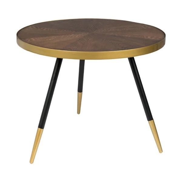 Mesa Auxiliar DENISE Mid Century Madera Nogal Hierro Dorado