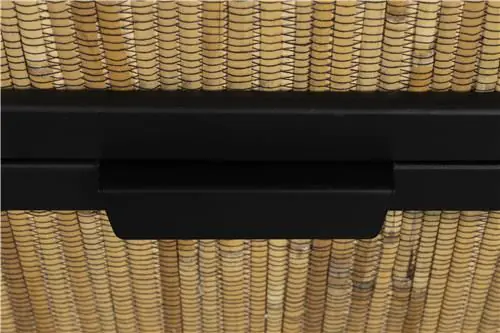 Mesita de Noche Madera Negro Ratán Natural,64 Cm
