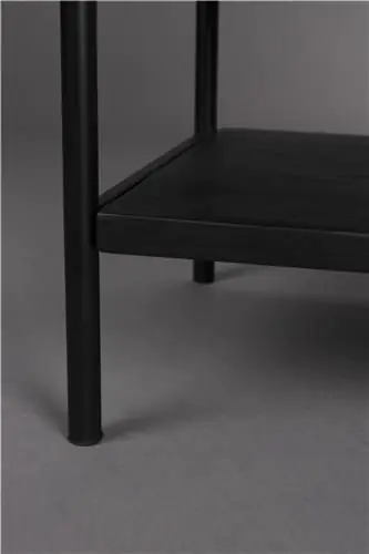 Mesita de Noche Madera Negro Ratán Natural,64 Cm